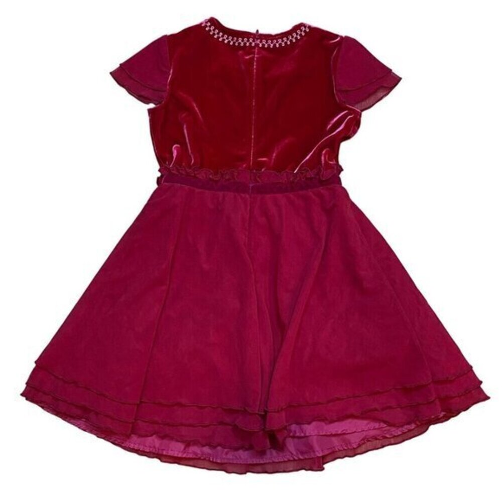 American Girl Red Velvet & Mesh Dress With Snowflake Detail Size 7‎ - Picture 4 of 7